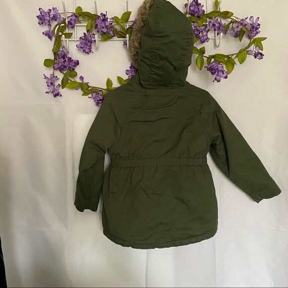 Old Navy Army Green Coat With faux Fur Hood - Picture 4 of 9